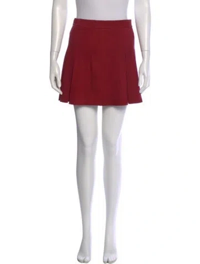 Pre-owned Alice And Olivia Goat Leather Mini Skirt In Red