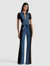 Alice And Olivia Zip-front Panelled Jumpsuit In Blue