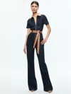 Alice And Olivia Gorgeous Wide Leg Jumpsuit In Dark Rinse