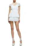 Alice And Olivia Alice + Olivia Gracie Ruffle Chiffon Eyelet Romper In Off White