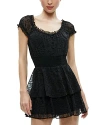 Alice And Olivia Gracie Ruffle Eyelet Romper In Black