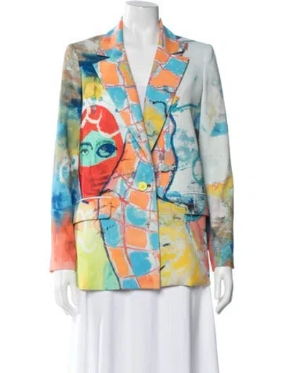 Pre-owned Alice And Olivia Graphic Print Blazer In Blue