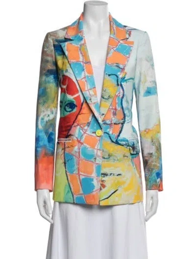 Pre-owned Alice And Olivia Graphic Print Blazer In Blue