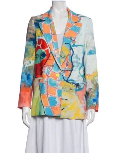 Pre-owned Alice And Olivia Graphic Print Blazer In Blue