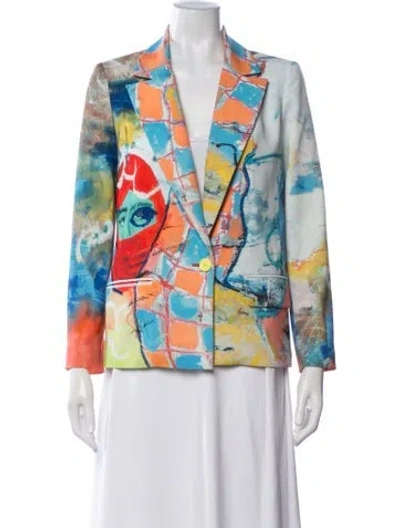 Pre-owned Alice And Olivia Graphic Print Blazer In Blue
