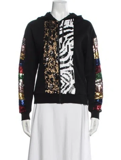 Pre-owned Alice And Olivia Graphic Print Bomber Jacket In Black