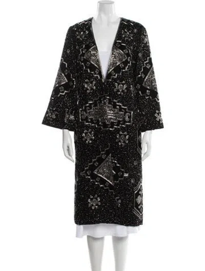 Pre-owned Alice And Olivia Graphic Print Coat In Black