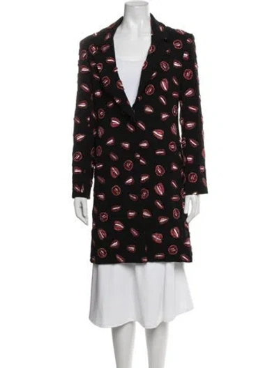 Pre-owned Alice And Olivia Graphic Print Coat In Black