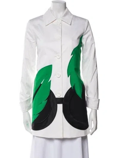 Pre-owned Alice And Olivia Graphic Print Coat In White
