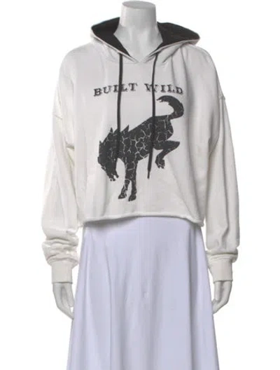Pre-owned Alice And Olivia Graphic Print Crew Neck Hoodie In White