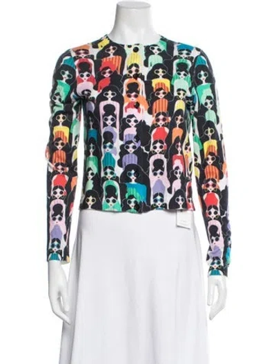 Pre-owned Alice And Olivia Graphic Print Crew Neck Sweater In Multicolor