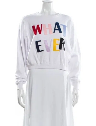 Pre-owned Alice And Olivia Graphic Print Crew Neck Sweatshirt In White