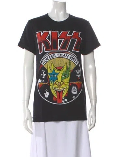 Pre-owned Alice And Olivia Graphic Print Crew Neck T-shirt In Black