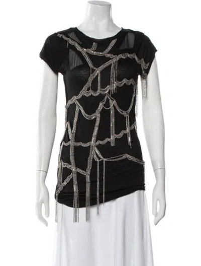 Pre-owned Alice And Olivia Graphic Print Crew Neck T-shirt In Black