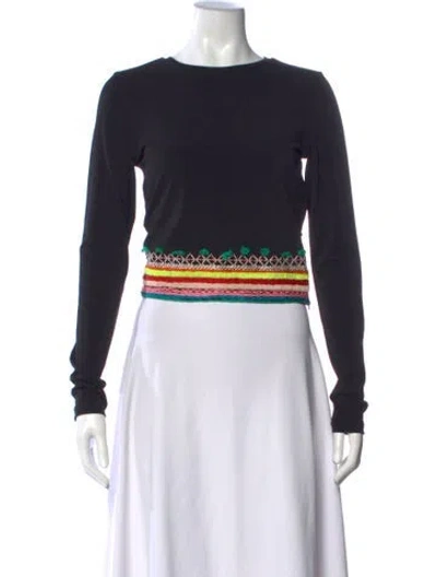 Pre-owned Alice And Olivia Graphic Print Crew Neck T-shirt In Black