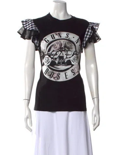 Pre-owned Alice And Olivia Graphic Print Crew Neck T-shirt In Black