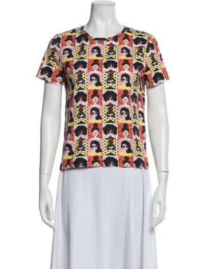 Pre-owned Alice And Olivia Graphic Print Crew Neck T-shirt In Blue