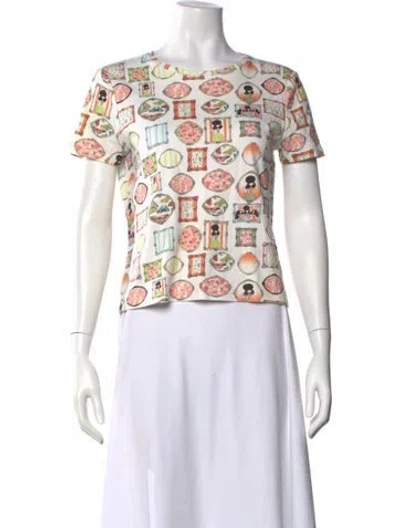Pre-owned Alice And Olivia Graphic Print Crew Neck T-shirt In Orange