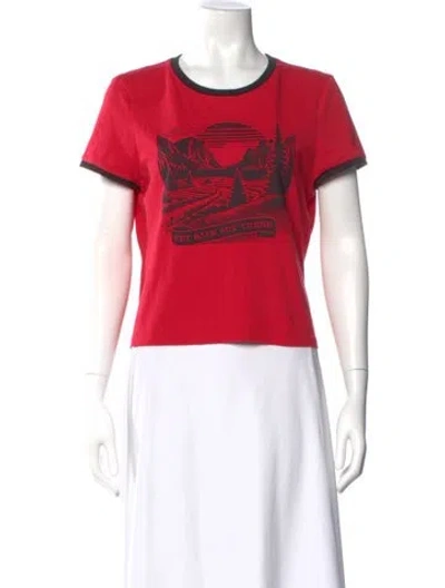 Pre-owned Alice And Olivia Graphic Print Crew Neck T-shirt In Red