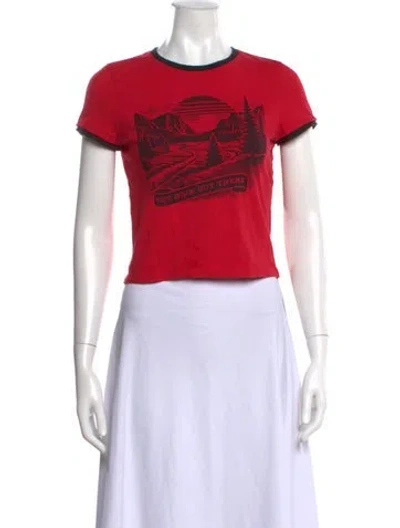 Pre-owned Alice And Olivia Graphic Print Crew Neck T-shirt In Red