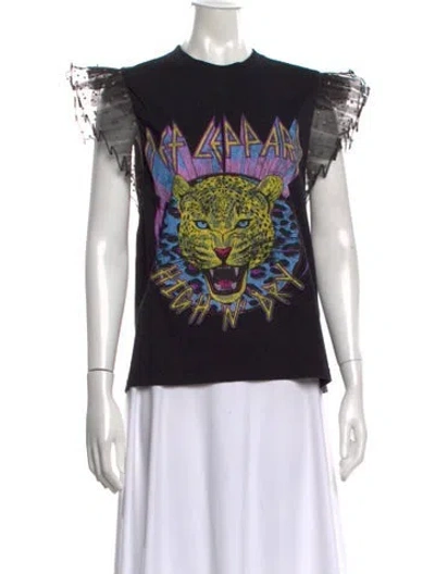 Pre-owned Alice And Olivia Graphic Print Crew Neck T-shirt W/ Tags In Black