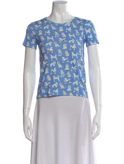 Pre-owned Alice And Olivia Graphic Print Crew Neck T-shirt W/ Tags In Blue
