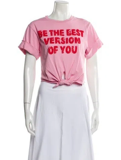 Pre-owned Alice And Olivia Graphic Print Crew Neck T-shirt W/ Tags In Pink