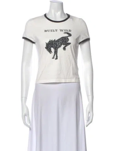 Pre-owned Alice And Olivia Graphic Print Crew Neck T-shirt W/ Tags In White