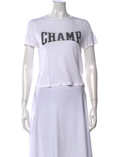 Pre-owned Alice And Olivia Graphic Print Crew Neck T-shirt In White