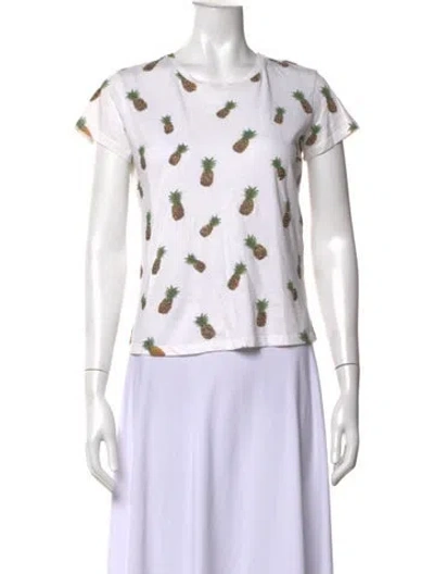 Pre-owned Alice And Olivia Graphic Print Crew Neck T-shirt In White