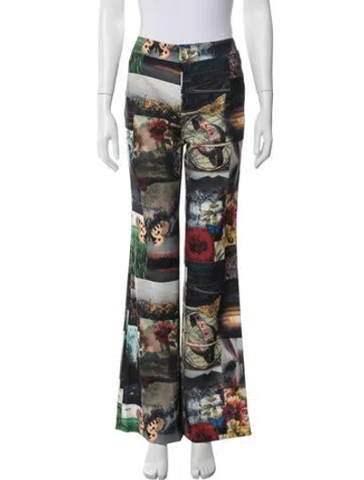 Pre-owned Alice And Olivia Graphic Print Flared Pants W/ Tags In Multicolor