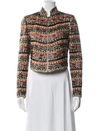 Pre-owned Alice And Olivia Graphic Print Jacket In Blue