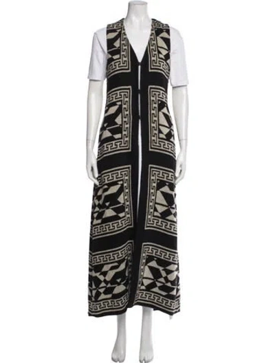 Pre-owned Alice And Olivia Graphic Print Long Dress In Black