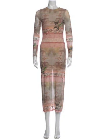 Pre-owned Alice And Olivia Graphic Print Midi Length Dress W/ Tags In Neutrals