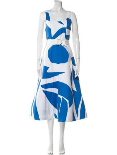 Pre-owned Alice And Olivia Graphic Print Midi Length Dress In White