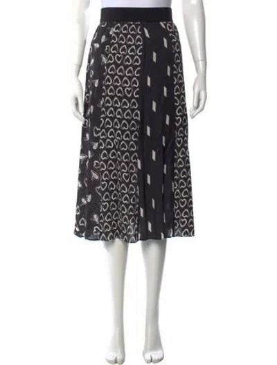 Pre-owned Alice And Olivia Graphic Print Midi Length Skirt In Black