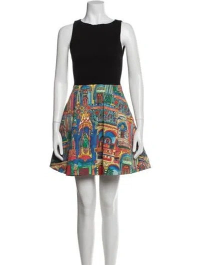 Pre-owned Alice And Olivia Graphic Print Mini Dress In Red