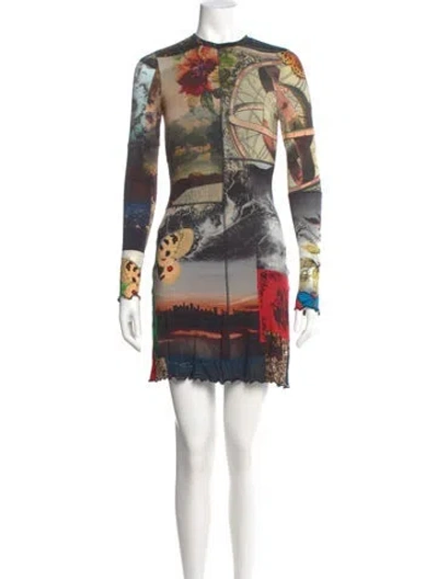 Pre-owned Alice And Olivia Graphic Print Mini Dress W/ Tags In Multi