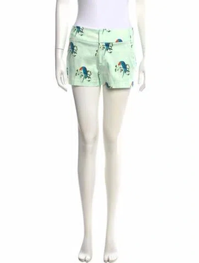 Pre-owned Alice And Olivia Graphic Print Mini Shorts In White