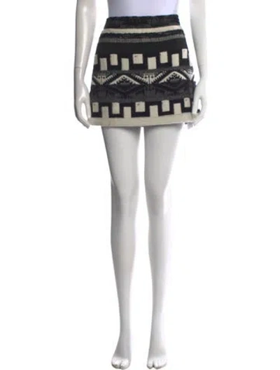 Pre-owned Alice And Olivia Graphic Print Mini Skirt In Black