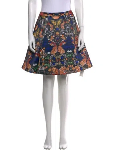Pre-owned Alice And Olivia Graphic Print Mini Skirt In Blue