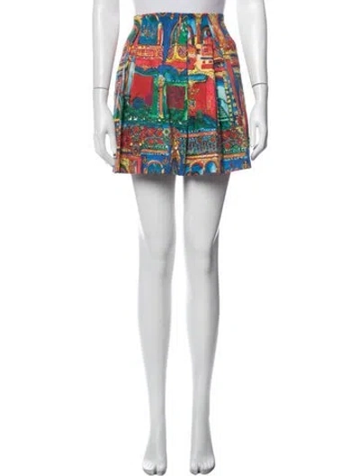 Pre-owned Alice And Olivia Graphic Print Mini Skirt In Blue