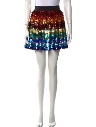 Pre-owned Alice And Olivia Graphic Print Mini Skirt In Multicolor