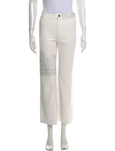 Pre-owned Alice And Olivia Graphic Print Straight Leg Pants In White