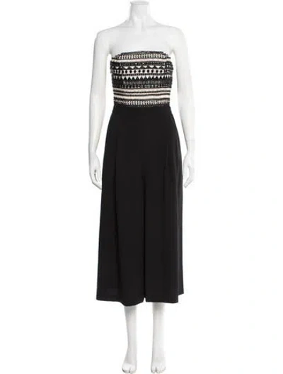 Pre-owned Alice And Olivia Graphic Print Strapless Jumpsuit In Black