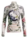 Alice And Olivia Graphic-print Turtleneck Top In Green