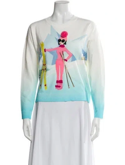 Pre-owned Alice And Olivia Graphic Print V-neck Sweater W/ Tags In Multi