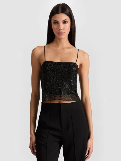Alice And Olivia Grazi Chainmail Top In Black