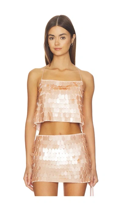 Alice And Olivia Grazi Paillette Spaghetti Strap Top In Pink