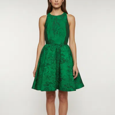 Pre-owned Alice And Olivia Green Floral Jacquard Racerback Mini Dress M